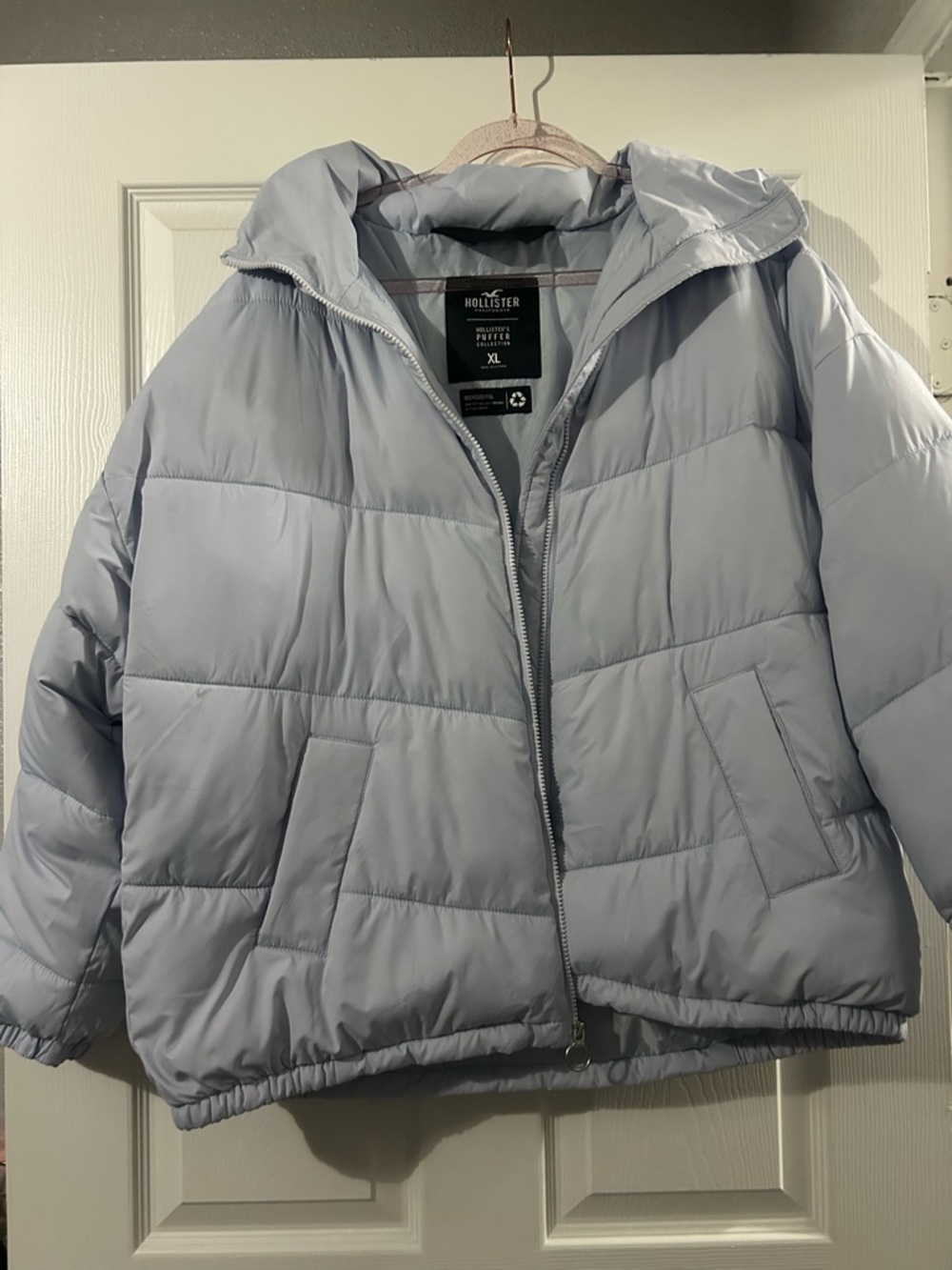 Hollister Lavender/Baby Blue Quilted Puffer Jacket